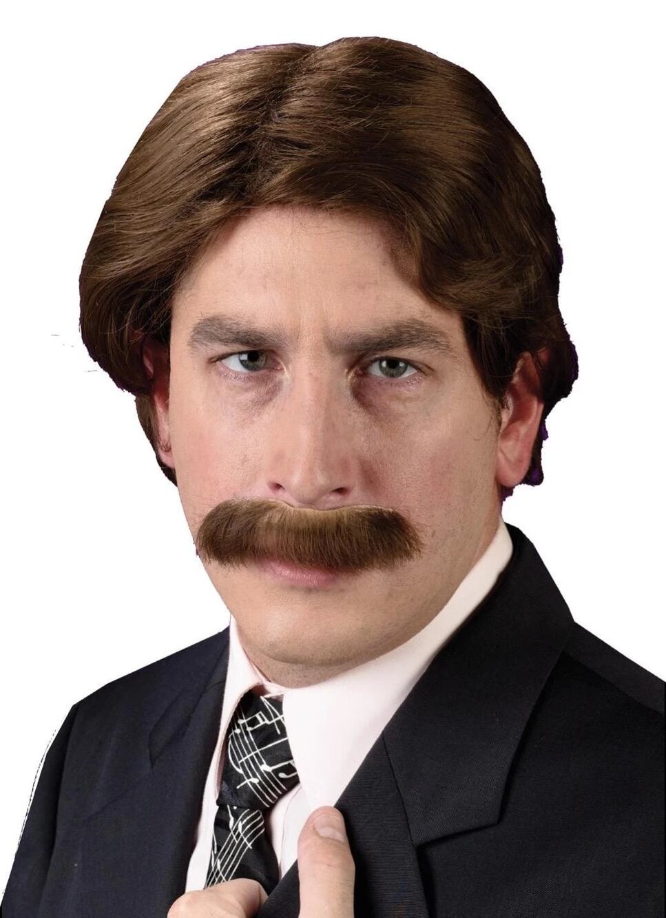 70'S 80'S RON BURGUNDY ANCHORMAN WIG MUSTACHE HALLOWEEN COSTUME FW8198
